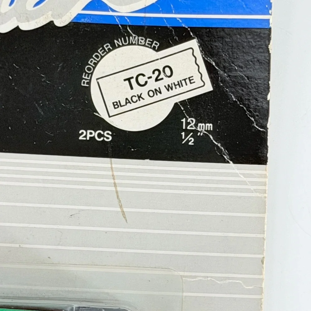 Brother P Touch TC-20 Tape Cassette Black on White 12mm 2 Pack
